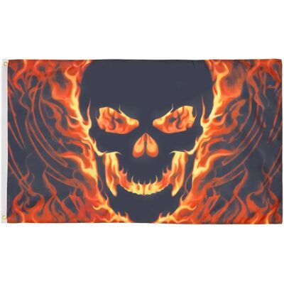 Az Flag Piraten Totenkopf Feuer Flagge 150x90cm - Flagge Az Flag Piraten Totenkopf Feuer Flagge 150x90cm - Flagge
