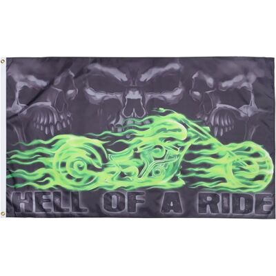 AZ Flag - Tête De Mort Hell Of A Ride - 150x90 cm - Drapeau - Publicité AZ Flag - Tête De Mort Hell Of A Ride - 150x90 cm - Drapeau - Publicité