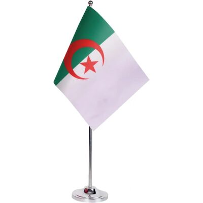 Drapeau de Table Algérie 22x15cm Satin - Drapeau de Bureau - Publicité Drapeau de Table Algérie 22x15cm Satin - Drapeau de Bureau - Publicité