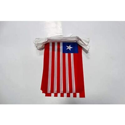 Az Flag - Guirlande Liberia 6m - 20 drapeaux Liberia 21x15 cm - 6 m - guirlande de drapeaux - Publicité Az Flag - Guirlande Liberia 6m - 20 drapeaux Liberia 21x15 cm - 6 m - guirlande de drapeaux - Publicité