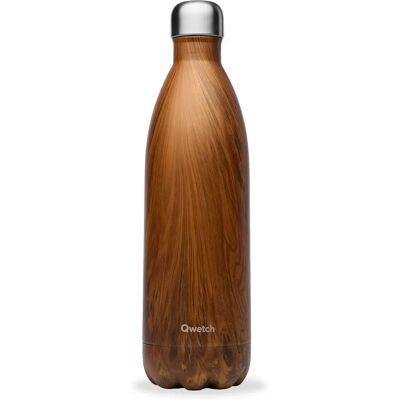 Qwetch Wood - Bouteille d'eau isolée marron - 1L - Bouteille d'eau - Publicité Qwetch Wood - Bouteille d'eau isolée marron - 1L - Bouteille d'eau - Publicité