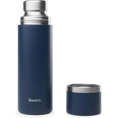 Qwetch Bleu Marine Acier Recyclé Thermos - 750ml - Bouteille Isotherme - Publicité Qwetch Bleu Marine Acier Recyclé Thermos - 750ml - Bouteille Isotherme - Publicité