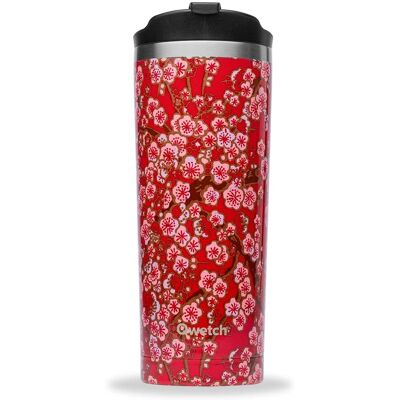 Taza térmica de acero inoxidable con flores rojas 470 ml - Qwetch Taza térmica de acero inoxidable con flores rojas 470 ml - Qwetch