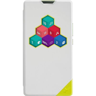 Coque folio interactive blanche Wiko Robby 3G - Publicité Coque folio interactive blanche Wiko Robby 3G - Publicité