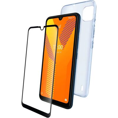 Protection en verre trempé et coque en TPU pour Wiko Y62 / Power U20 - Publicité Protection en verre trempé et coque en TPU pour Wiko Y62 / Power U20 - Publicité