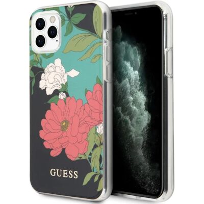 Coque Guess Flower Shiny Collection pour iPhone 11 Pro - Noir Coque Guess Flower Shiny Collection pour iPhone 11 Pro - Noir