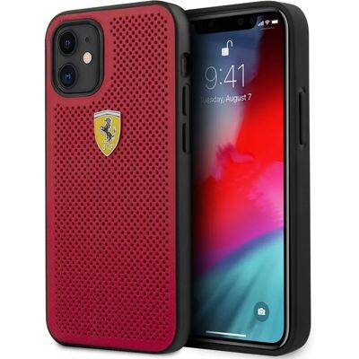 Ferrari iPhone 12 mini Hülle - Perforiertes Leder - Moderner Stil Ferrari iPhone 12 mini Hülle - Perforiertes Leder - Moderner Stil