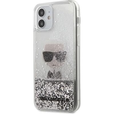 Karl Lagerfeld Liquid Glitter Ikonik - Coque pour iPhone 12 Mini - Argent Karl Lagerfeld Liquid Glitter Ikonik - Coque pour iPhone 12 Mini - Argent