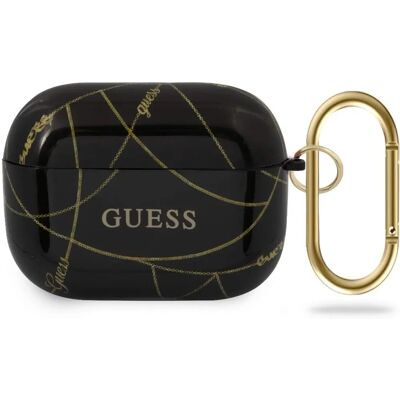 Guess Schwarze/Goldene AirPods Pro Hülle mit Goldkette Collection Guess Schwarze/Goldene AirPods Pro Hülle mit Goldkette Collection