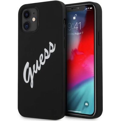 Coque vintage en silicone Guess pour iPhone 12 Mini - Publicité Coque vintage en silicone Guess pour iPhone 12 Mini - Publicité