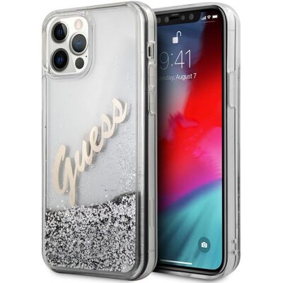 Guess Coque en Glitter Argenté pour iPhone 12 Pro Max - Housse - Publicité Guess Coque en Glitter Argenté pour iPhone 12 Pro Max - Housse - Publicité