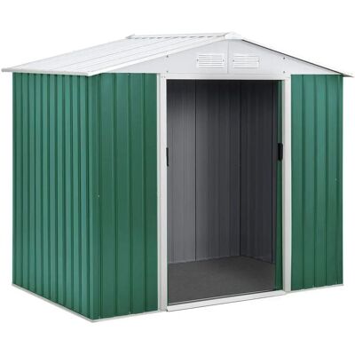Abri de jardin en métal ROSAS - 2,71 m² Vert et blanc - Publicité Abri de jardin en métal ROSAS - 2,71 m² Vert et blanc - Publicité
