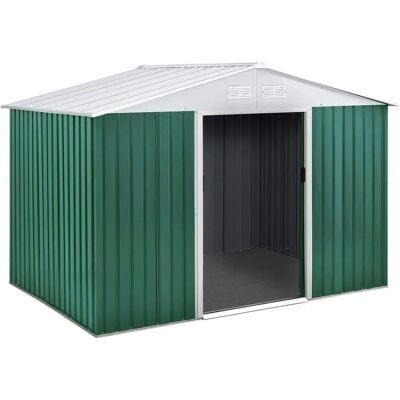 Habitat et Jardin Metaal Schuur Rosas - 4,07m² Groen en Wit Tuinopslag Habitat et Jardin Metaal Schuur Rosas - 4,07m² Groen en Wit Tuinopslag
