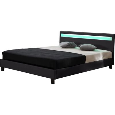 Letto Habitat et Jardin con testiera LED - 140x190 - Nero Letto Habitat et Jardin con testiera LED - 140x190 - Nero