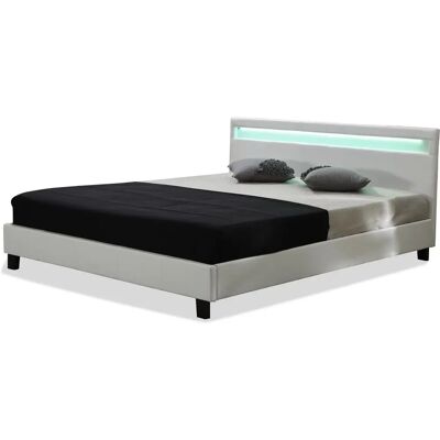Habitat et Jardin Letto con testiera LED - 160 x 200 cm - Bianco Habitat et Jardin Letto con testiera LED - 160 x 200 cm - Bianco