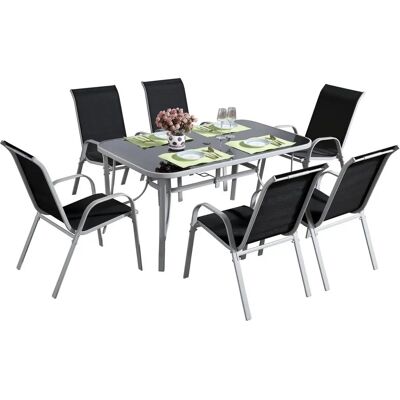 Habitat et Jardin Sala da Pranzo da Giardino - Nero - 6 Posti - Arredamento Esterno Habitat et Jardin Sala da Pranzo da Giardino - Nero - 6 Posti - Arredamento Esterno