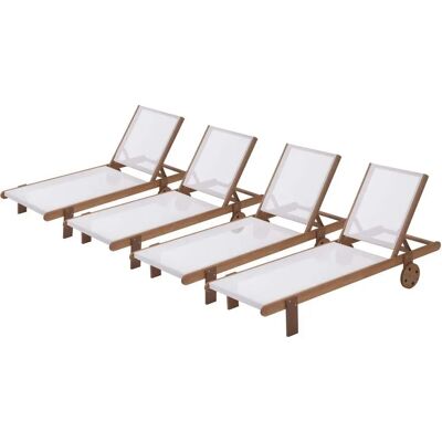 Habitat et jardin Shorea Houten Ligbedden - Ecru - Set van 4 Habitat et jardin Shorea Houten Ligbedden - Ecru - Set van 4