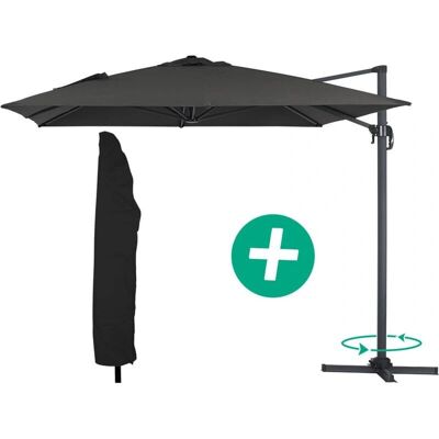 HABITAT ET JARDIN Ombrello da giardino Sun 4 - 3x4m - Nero + Cover protettiva HABITAT ET JARDIN Ombrello da giardino Sun 4 - 3x4m - Nero + Cover protettiva