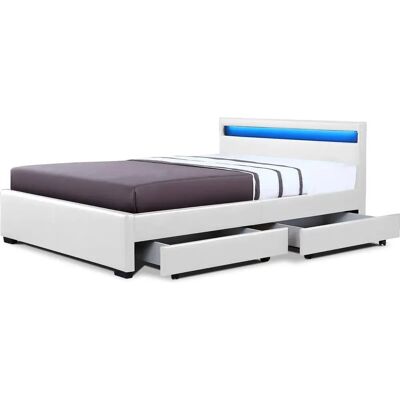 Letto NICO Habitat et jardin con LED - 160x200cm - Bianco Letto NICO Habitat et jardin con LED - 160x200cm - Bianco