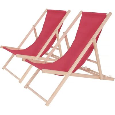 HABITAT ET JARDIN Rotes Faltbares Sonnenliegestuhl-Set HABITAT ET JARDIN Rotes Faltbares Sonnenliegestuhl-Set