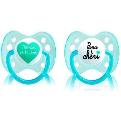 Sucette Dodie 0-6 Mois - Pack de 2 - Silicone Anatomique - Maman Papa - Publicité Sucette Dodie 0-6 Mois - Pack de 2 - Silicone Anatomique - Maman Papa - Publicité