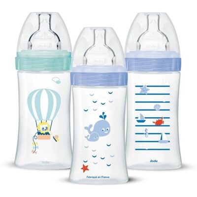 Set di biberon Dodie - 3 pezzi, 270 ml - Biberoni per neonati Set di biberon Dodie - 3 pezzi, 270 ml - Biberoni per neonati