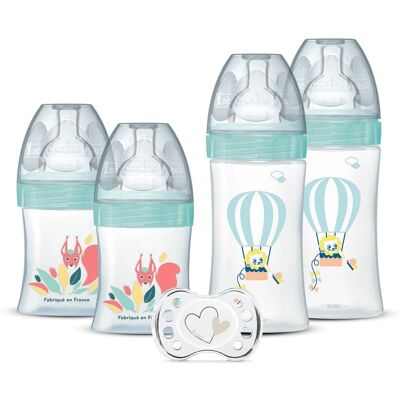 Ensemble de biberons et sucette Dodie - Anti-colique, 4x150ml/270ml - Publicité Ensemble de biberons et sucette Dodie - Anti-colique, 4x150ml/270ml - Publicité