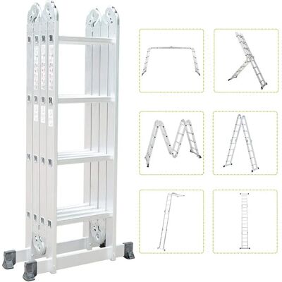TODECO Aluminium Mehrzweckleiter - 16 Stufen, Teleskopisch & Klappbar TODECO Aluminium Mehrzweckleiter - 16 Stufen, Teleskopisch & Klappbar