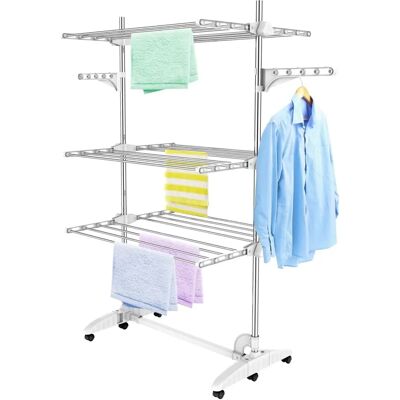 Todeco Séchoir à Vêtements - Blanc, 3 étagères Todeco Séchoir à Vêtements - Blanc, 3 étagères