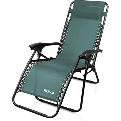 Todeco Chaise Longue Jardin Verte - Chaise Longue à Réglage Todeco Chaise Longue Jardin Verte - Chaise Longue à Réglage