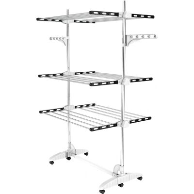 TODECO Séchoir à linge - Acier inoxydable, 24 barres, Pliable - Séchoir à linge TODECO Séchoir à linge - Acier inoxydable, 24 barres, Pliable - Séchoir à linge