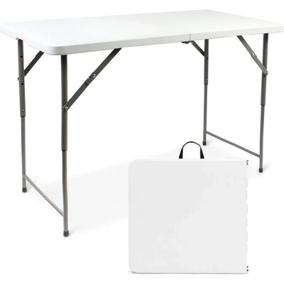 Todeco - Table de Camping Pliable à Hauteur Réglable - 120x60cm - Blanc Todeco - Table de Camping Pliable à Hauteur Réglable - 120x60cm - Blanc