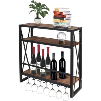 TODECO Support mural à vin avec support pour verres - 3 niveaux pour 12 bouteilles - Publicité TODECO Support mural à vin avec support pour verres - 3 niveaux pour 12 bouteilles - Publicité