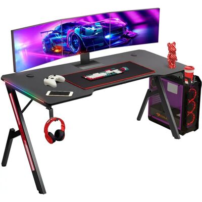 Biurko do gier Todeco 160cm x 60cm LED RGB Powierzchnia z włókna węglowego - Biurko do gier Biurko do gier Todeco 160cm x 60cm LED RGB Powierzchnia z włókna węglowego - Biurko do gier