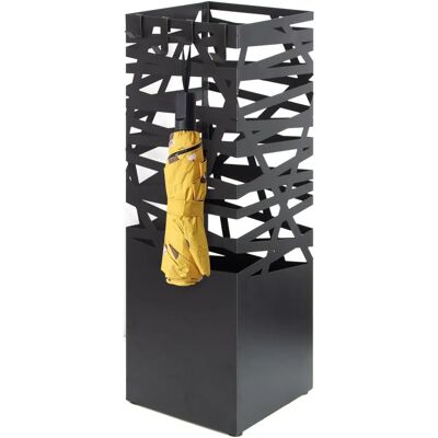 Support pour Parapluie Carré en Métal Todeco avec Crochets & Bac de Goutte - 15,5x15,5x49 cm - Publicité Support pour Parapluie Carré en Métal Todeco avec Crochets & Bac de Goutte - 15,5x15,5x49 cm - Publicité