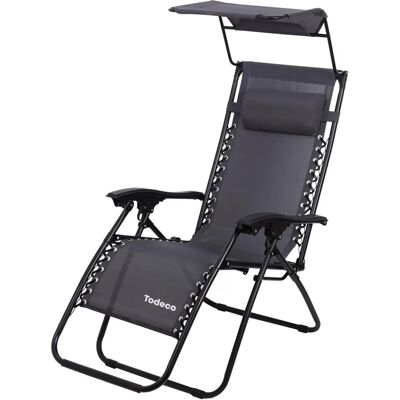 Chaise longue de jardin Todeco avec parasol réglable - Extérieur, patio, piscine - Publicité Chaise longue de jardin Todeco avec parasol réglable - Extérieur, patio, piscine - Publicité
