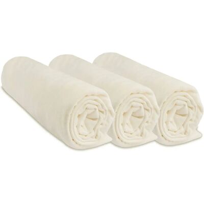 Set di 3 lenzuola con angoli in jersey di cotone - Ecru Set di 3 lenzuola con angoli in jersey di cotone - Ecru