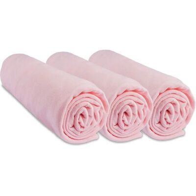 Zestaw 3 bawełnianych prześcieradeł jersey - 70x140 cm - Różowy Zestaw 3 bawełnianych prześcieradeł jersey - 70x140 cm - Różowy