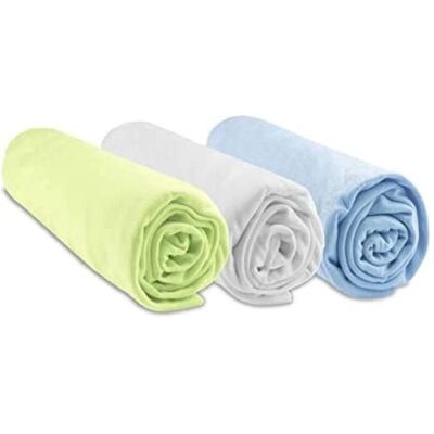 Zestaw 3 prześcieradeł z bambusowej viscoksy Easy Dort - 70x140 cm - Biała-Ciel-Anis Zestaw 3 prześcieradeł z bambusowej viscoksy Easy Dort - 70x140 cm - Biała-Ciel-Anis