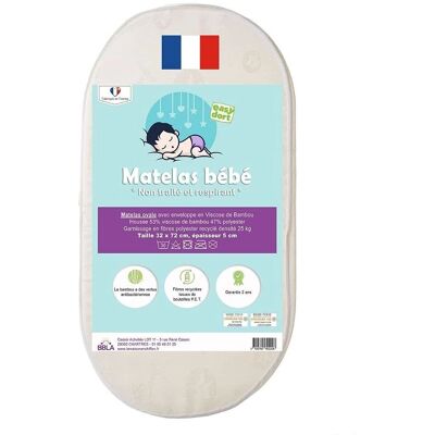 Matelas Bébé France - Polyester recyclé - Forme ovale - OEKO TEX - Publicité Matelas Bébé France - Polyester recyclé - Forme ovale - OEKO TEX - Publicité