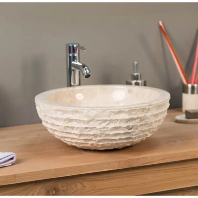 Wanda Collection - Lavabo de Encimera de Mármol Vesubio Crema - Lavabo de Baño Wanda Collection - Lavabo de Encimera de Mármol Vesubio Crema - Lavabo de Baño