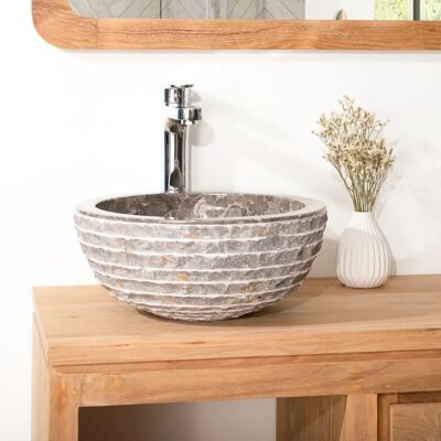 Wanda Collection Lavabo en marbre Vesubio - 35cm Design rond moderne - Publicité Wanda Collection Lavabo en marbre Vesubio - 35cm Design rond moderne - Publicité