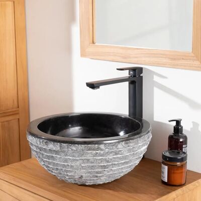 Wanda Collection - Lavabo redondo de mármol Vesubio negro 35 cm Wanda Collection - Lavabo redondo de mármol Vesubio negro 35 cm