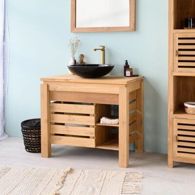 Mueble de baño de teca WANDA COLLECTION 85cm - Marrón - Muebles de baño Mueble de baño de teca WANDA COLLECTION 85cm - Marrón - Muebles de baño