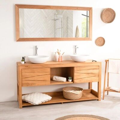 Wanda Collection - Armoire de bain en teck 160cm - Marron - Publicité Wanda Collection - Armoire de bain en teck 160cm - Marron - Publicité