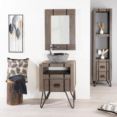 Wanda Collection - Mueble de baño de madera de mindi - Gris - Muebles de baño Wanda Collection - Mueble de baño de madera de mindi - Gris - Muebles de baño