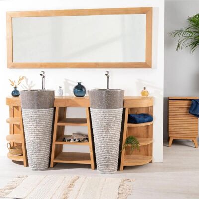 Wanda Collection - Mueble de baño de teca con doble lavabo de mármol - 180cm Wanda Collection - Mueble de baño de teca con doble lavabo de mármol - 180cm
