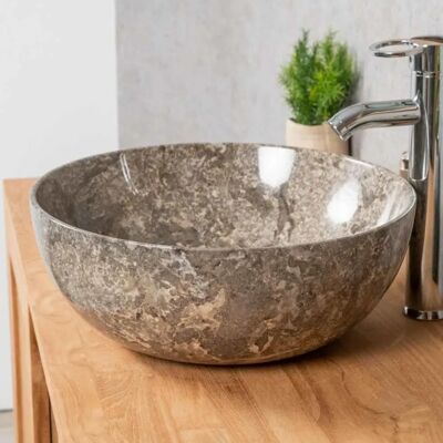 Wanda Collection - Lavabo en marbre Léa 40cm - Gris - Publicité Wanda Collection - Lavabo en marbre Léa 40cm - Gris - Publicité