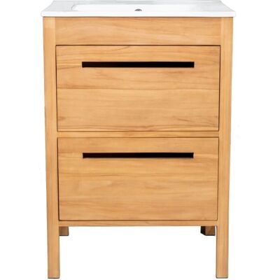 Wanda Collection - Mueble baño teca y cerámica Sira L 60 cm - marrón Wanda Collection - Mueble baño teca y cerámica Sira L 60 cm - marrón
