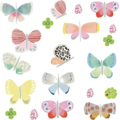 Mimi'lou - Papillons - 26x19 cm - Made in France - Sticker mural - Publicité Mimi'lou - Papillons - 26x19 cm - Made in France - Sticker mural - Publicité